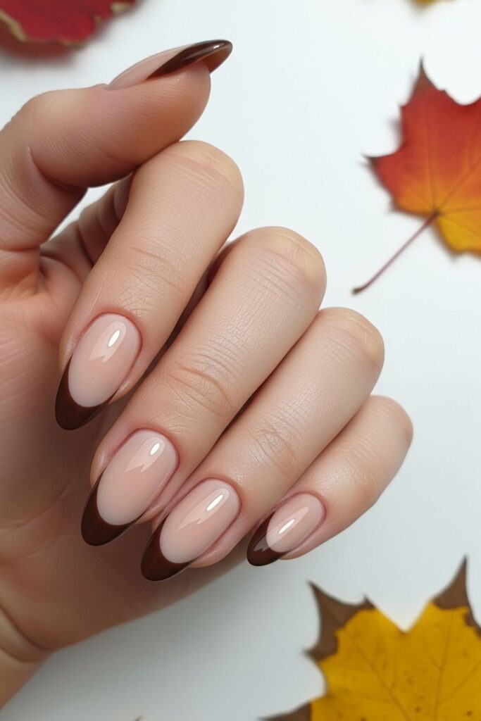 Chocolate & Beige French Twist Nails