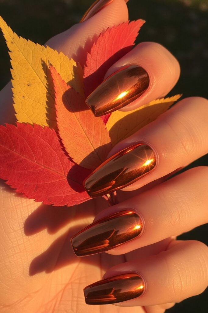 Copper Chrome Nails