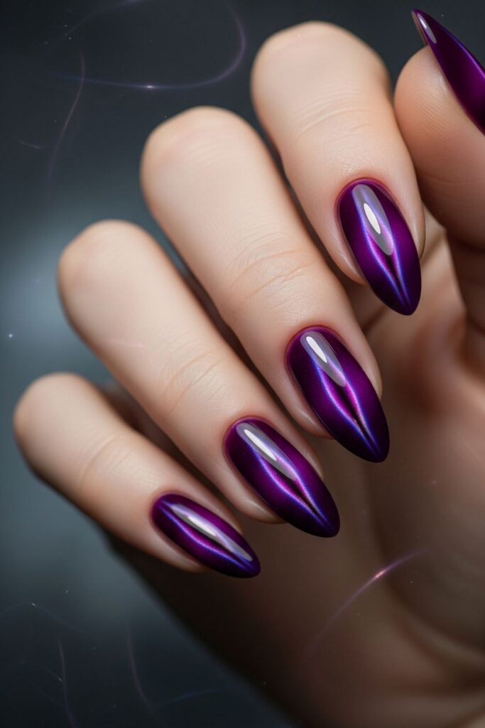 Purple Cat Eye Nails
