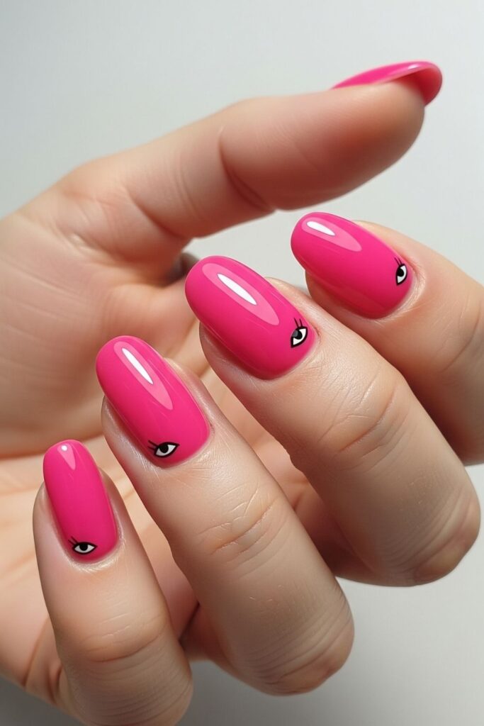 Pink Cat Eyes Nails