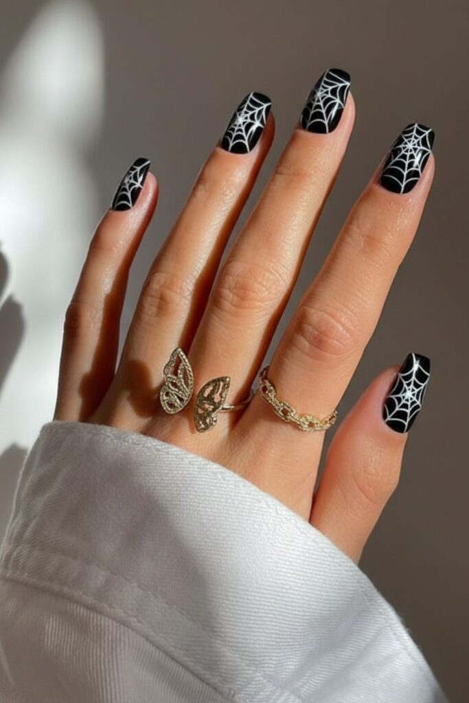 Spooky Spider Web Nails