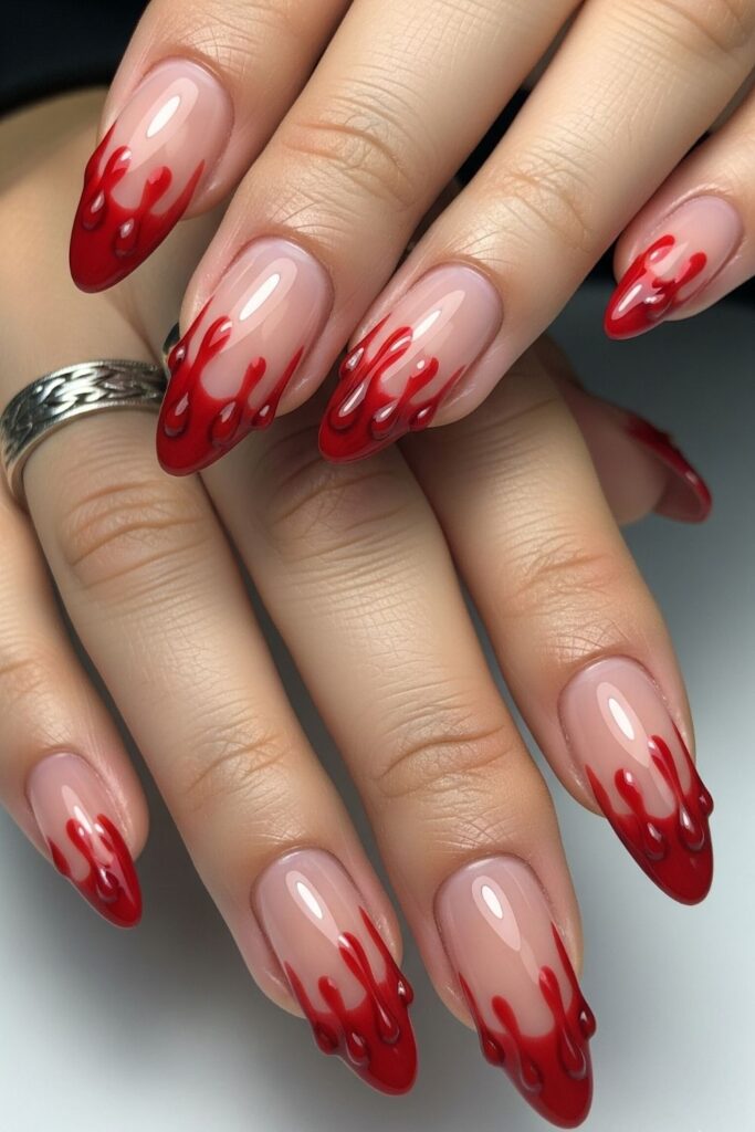 Bloody Drip Tip Nails