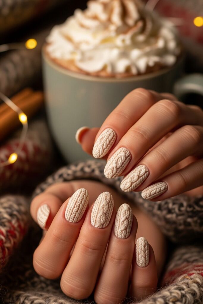 Knit Pattern Accent Nails