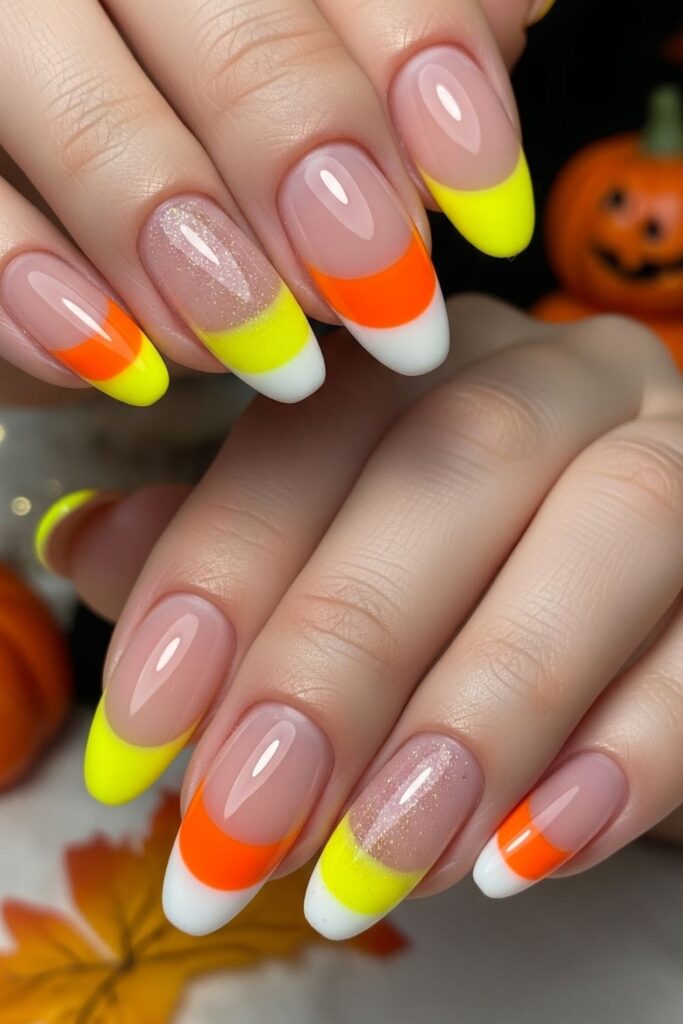 Candy Corn Tip Nails