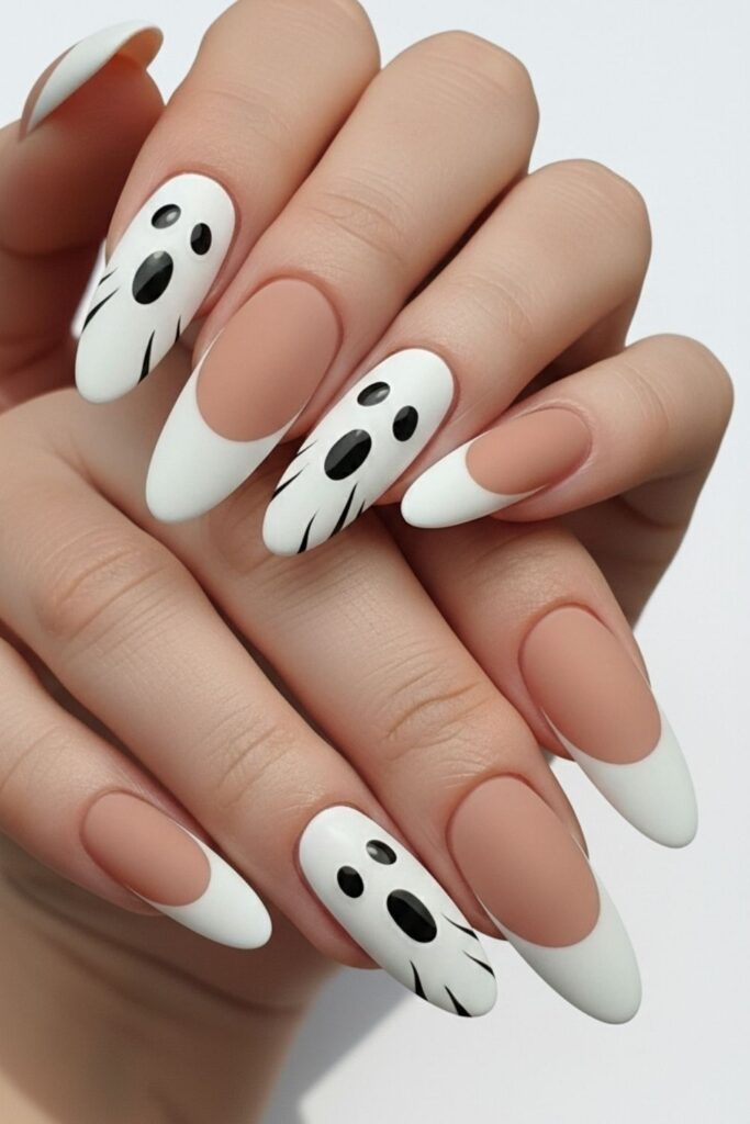 Black and White Ghost Tip Nails