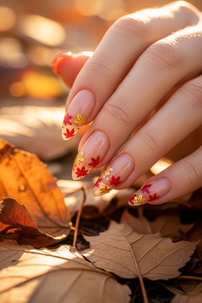 Maple Leaf Tip Nails