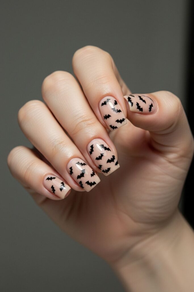Cute Bat Accent Nails