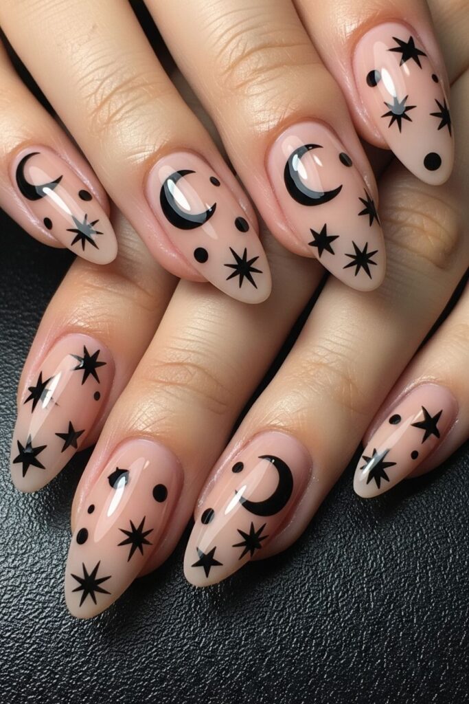 Witchy Moons and Stars Nails