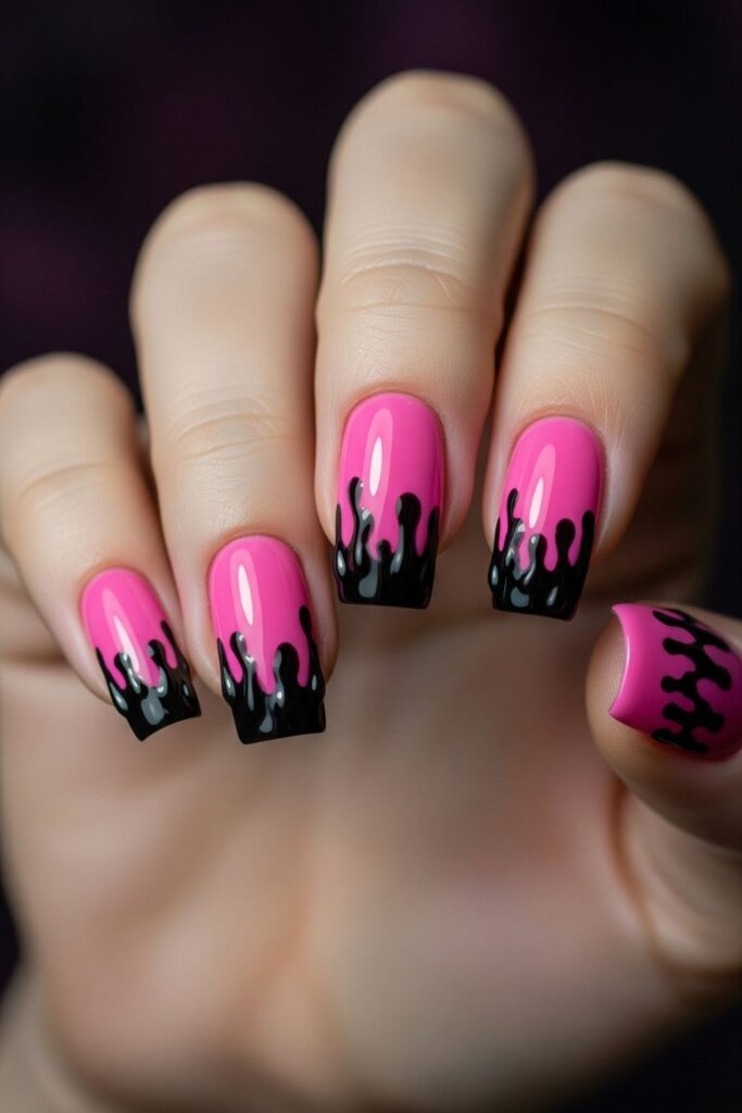 Pink Drip Nails