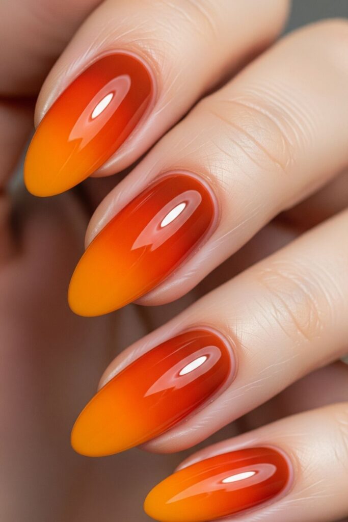 Ombre Sunset Orange Nails