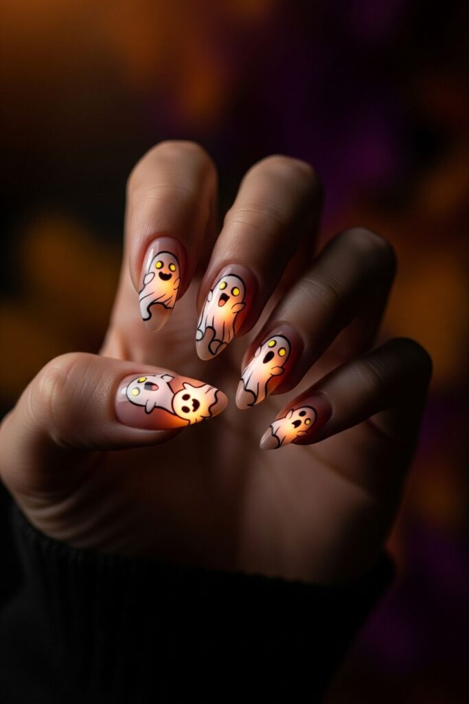 Ghostly Almond Nails