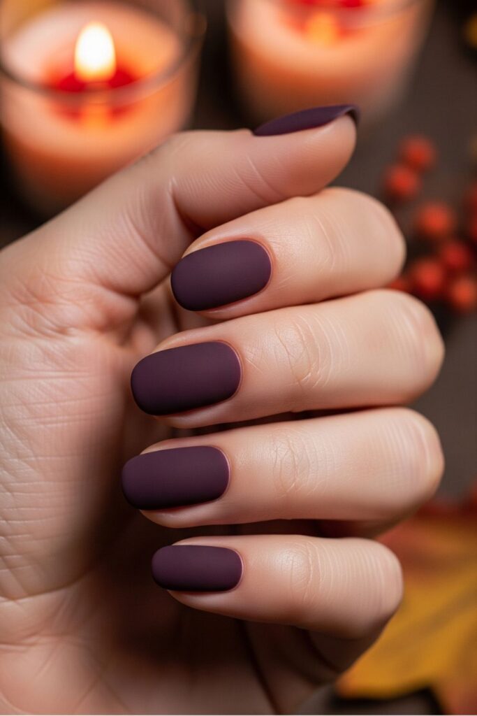 Plum Velvet Finish Nails
