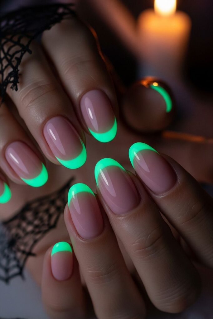Glow-in-the-Dark Tip Nails