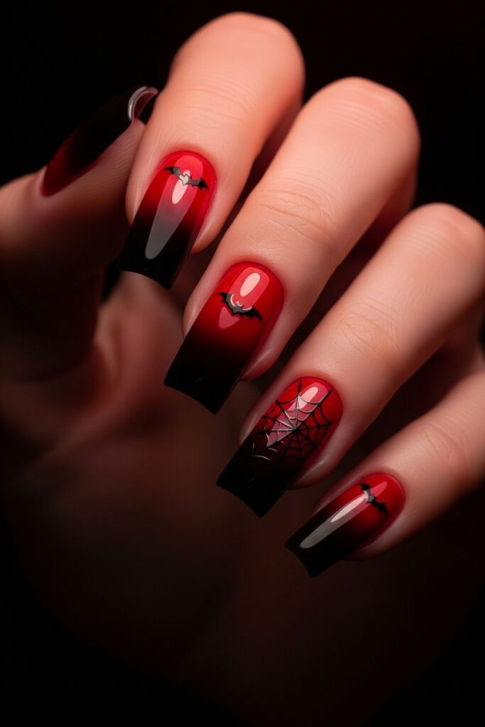 Vampire Red Ombre Nails