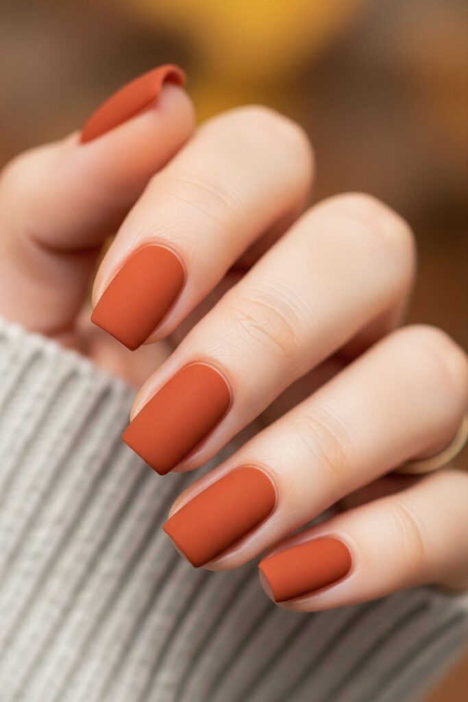 Matte Burnt Orange Nails