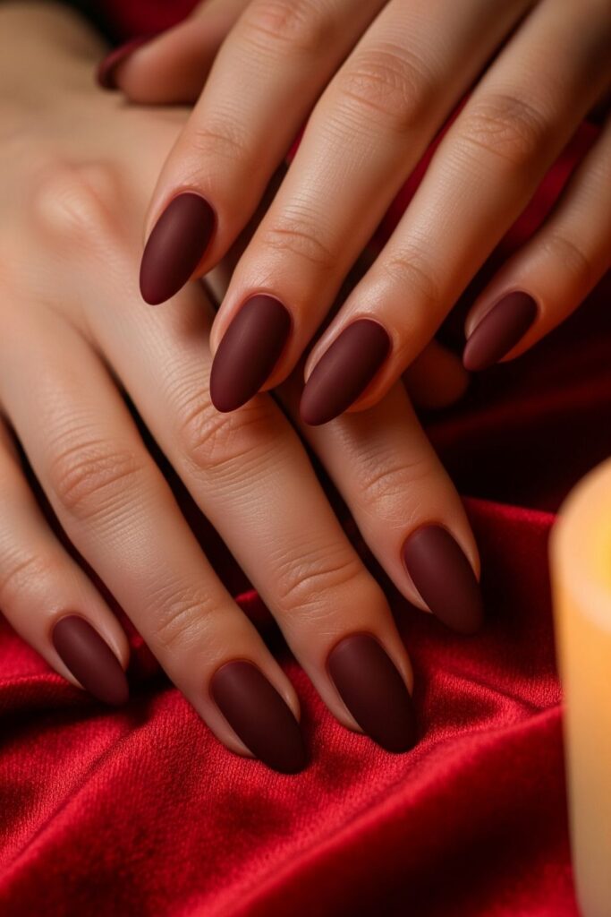 Burgundy Velvet Nails