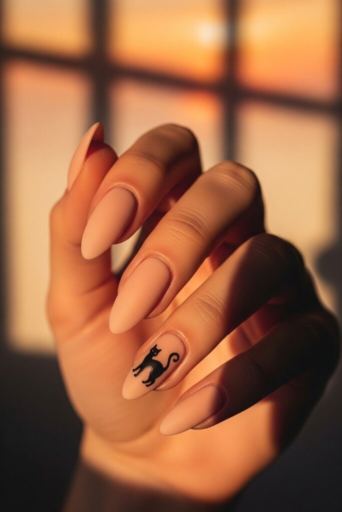 Black Cat Silhouette Nails