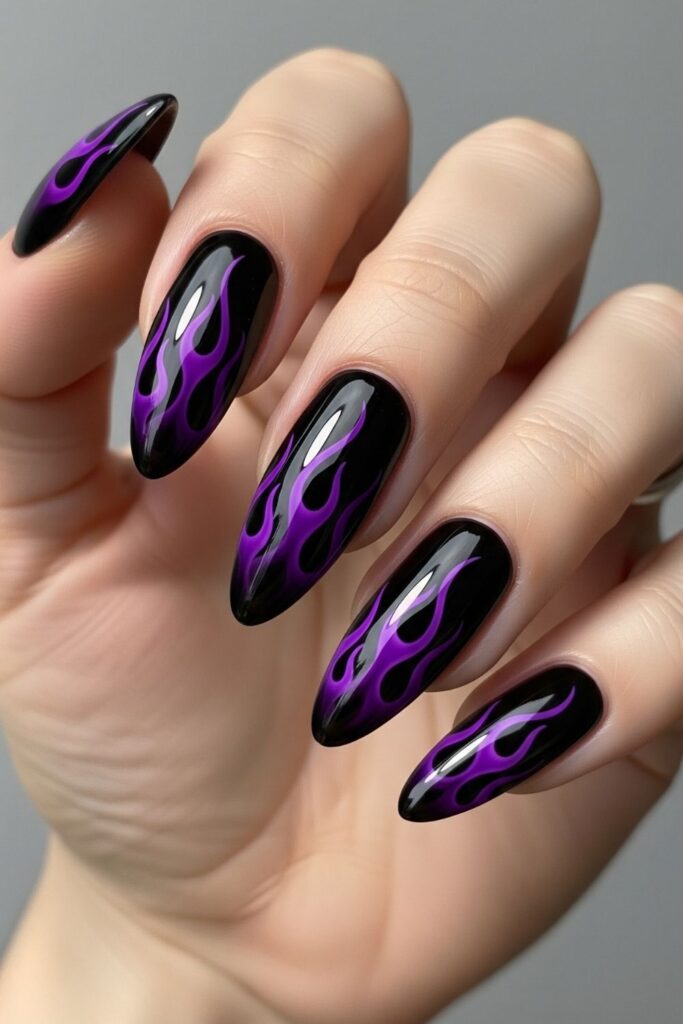 Purple Flames Nails