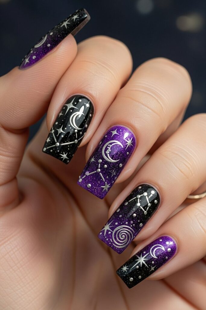 Glittery Witch Vibe Nails