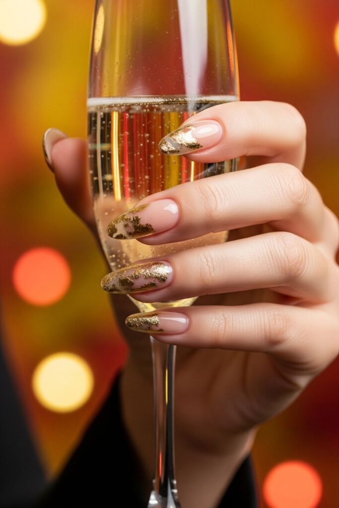 Golden Foil Tip Nails