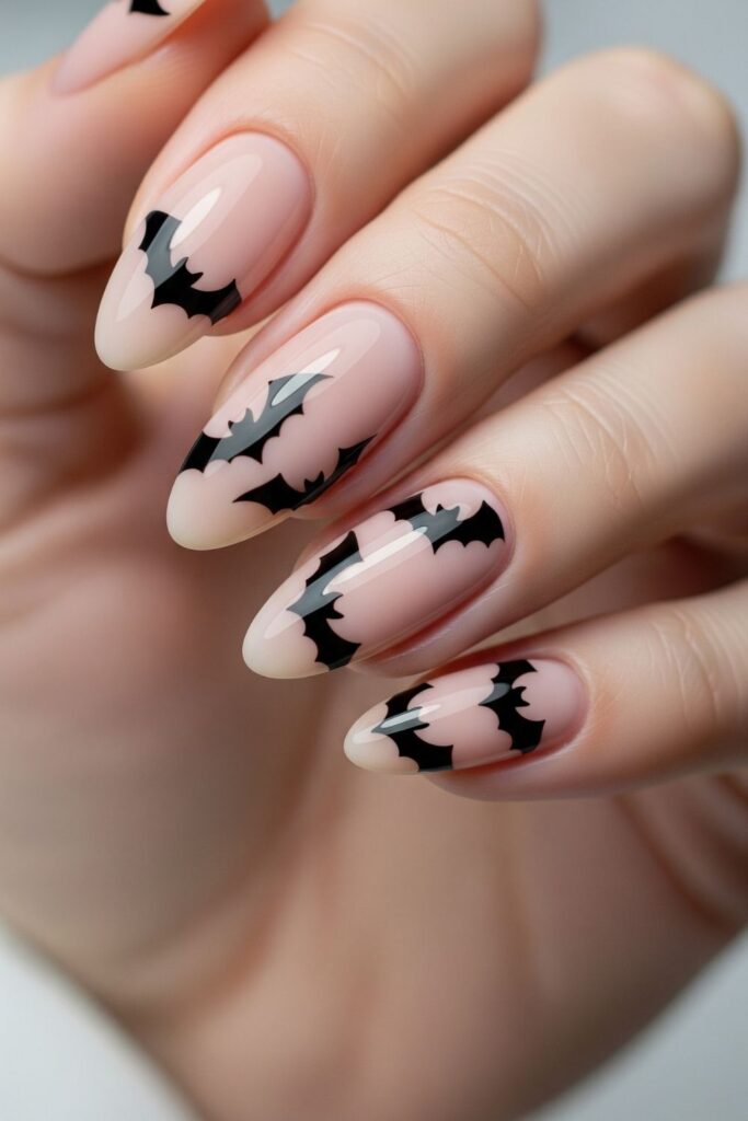 Bats in the Night Almond Nails