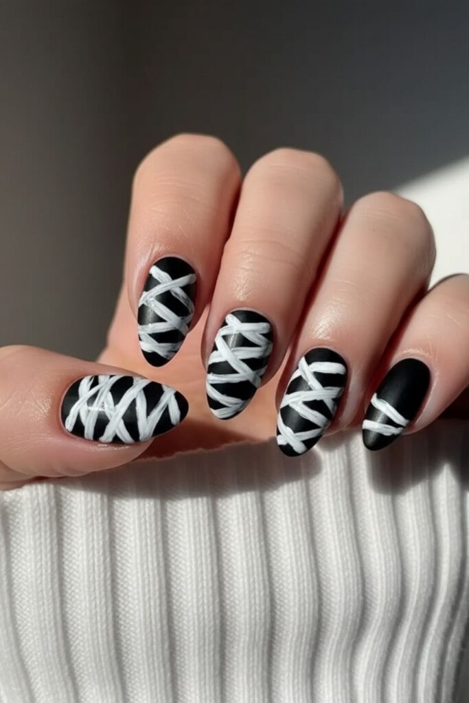 White Mummy Wrap Nails
