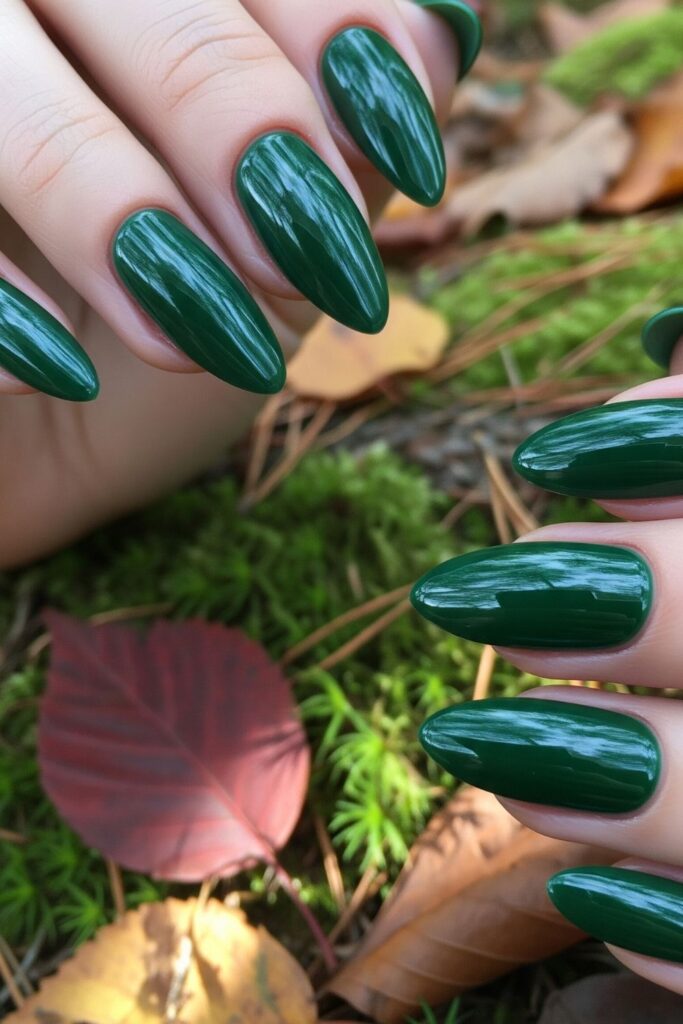 Forest Green Shine Nails