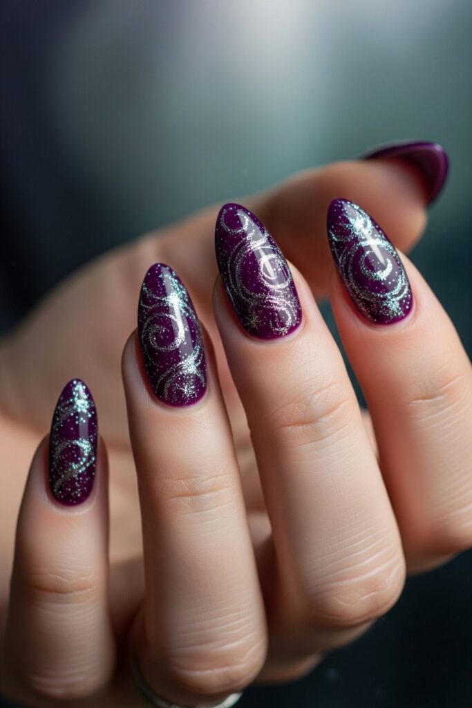Witchy Purple Almond Nails