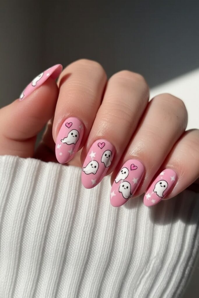 Pink Ghost Nails