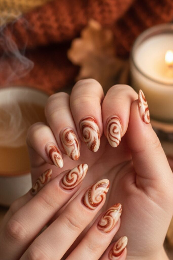 Cinnamon Swirl Nails