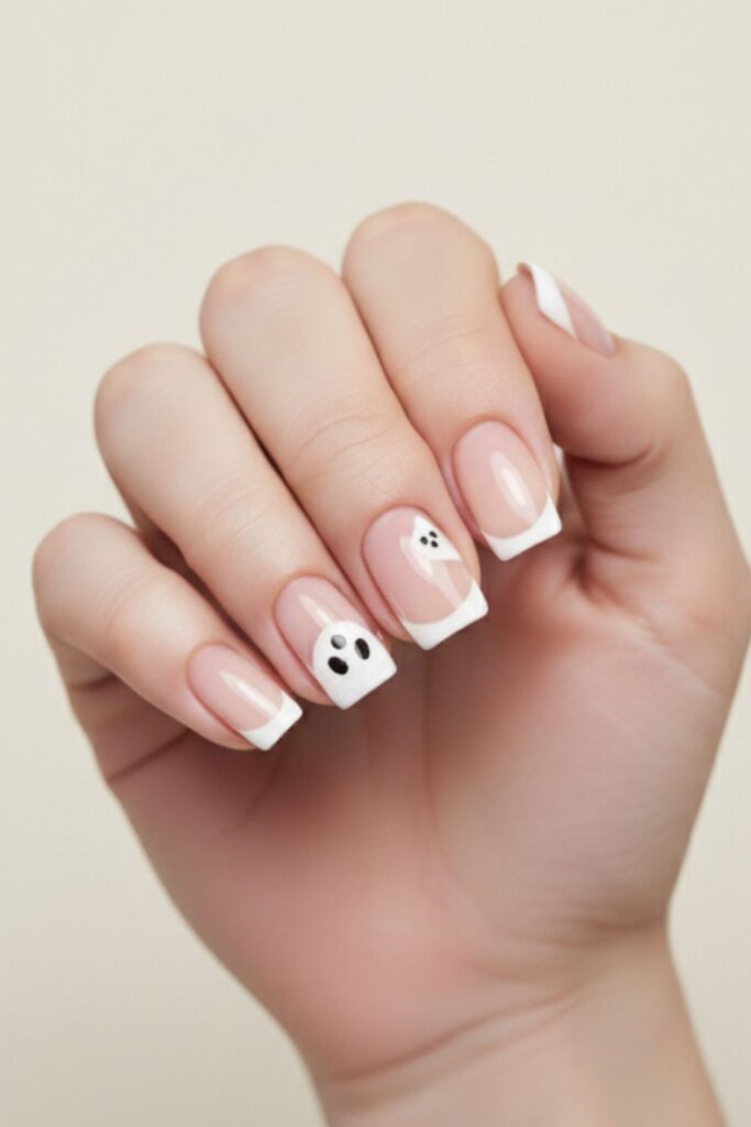 Ghostly White Tip Nails