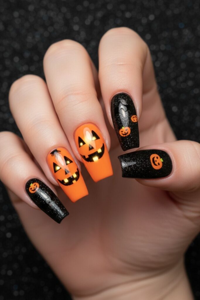 Mickey Pumpkin Nails