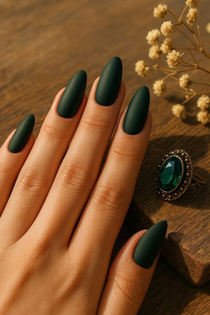 Matte Green Witch Nails