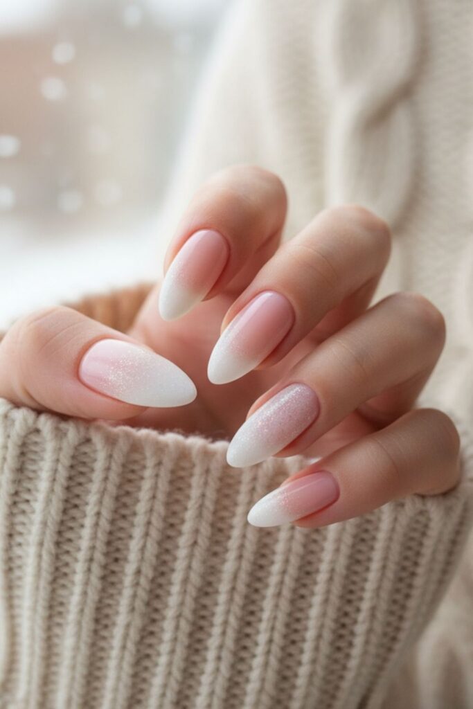 Baby Pink with Frosted Tip Nails