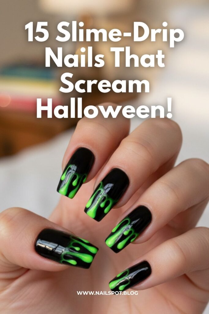 green Halloween nails 2025