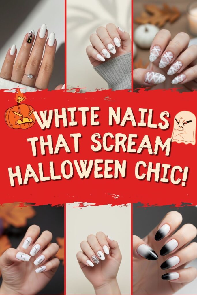 White Halloween Nails 2025