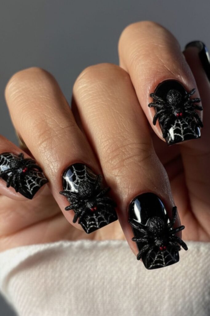 3D Halloween Nails (Spiders)