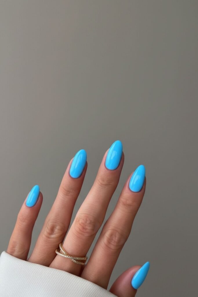Electric Neon Blue Nails
