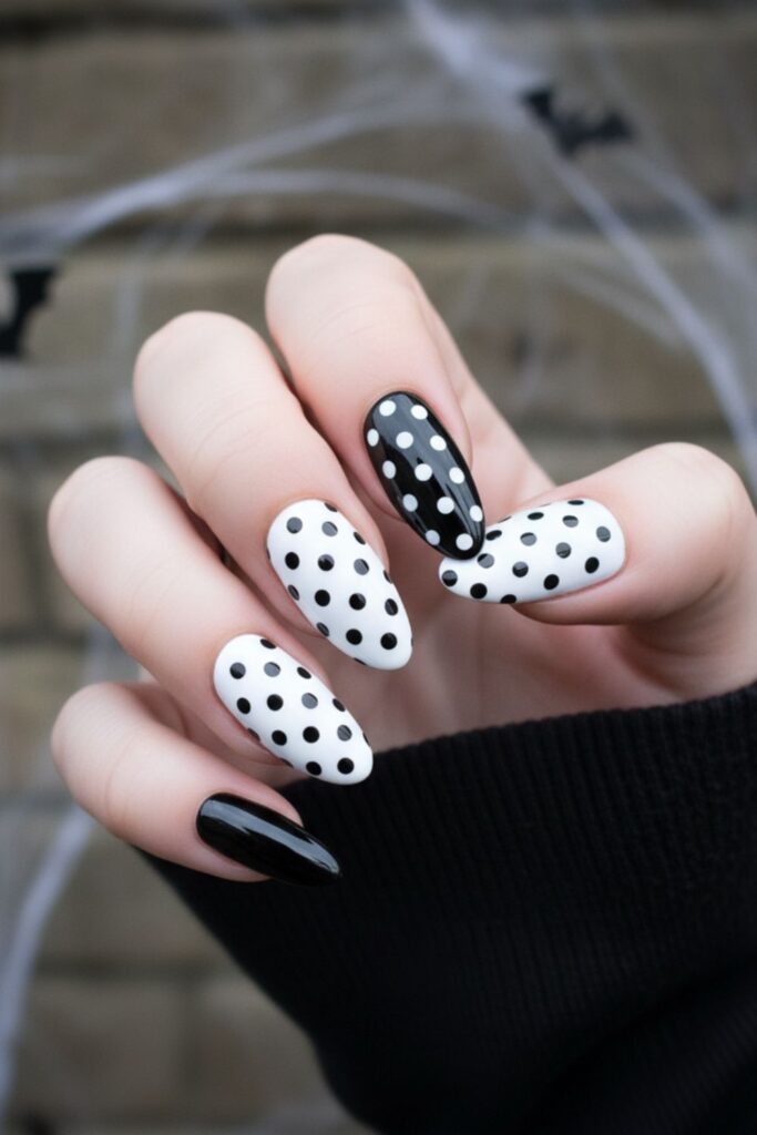Polka Dot Contrast Nails