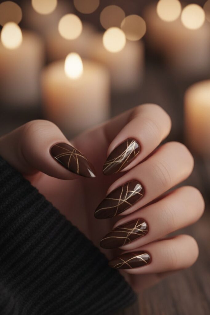 Golden Espresso Nails