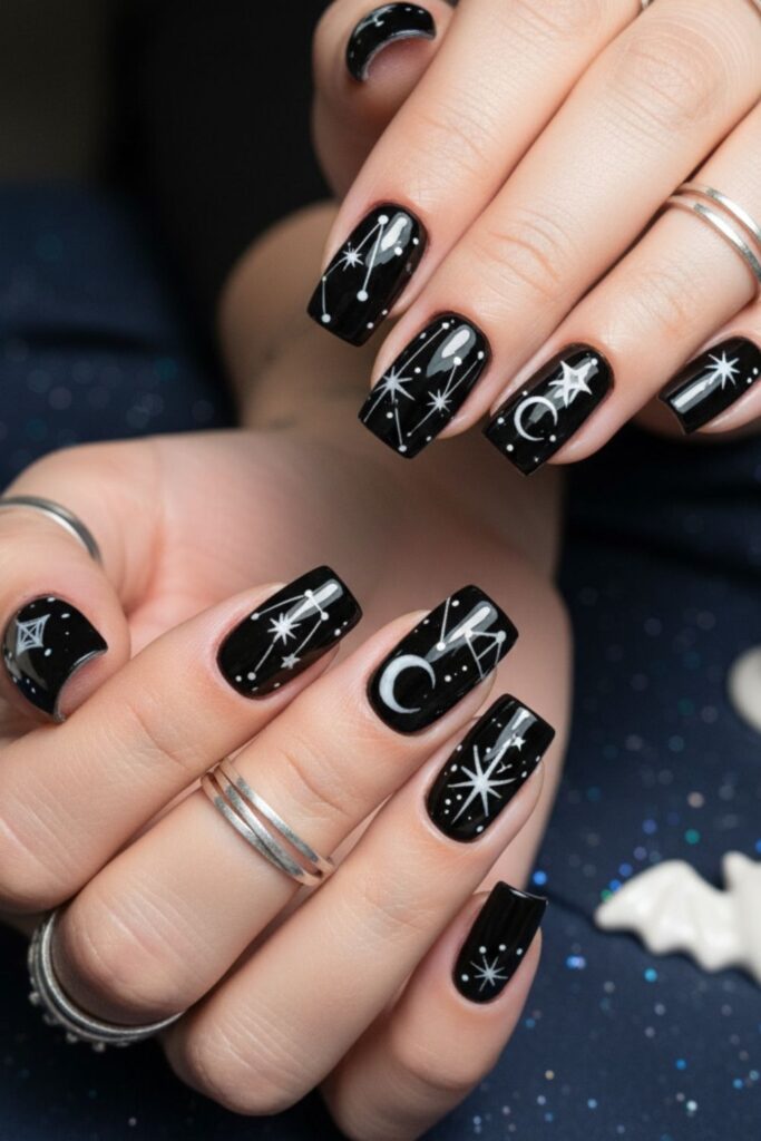 Split Black and White Nails