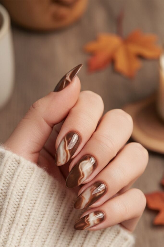Mocha Marble Nails