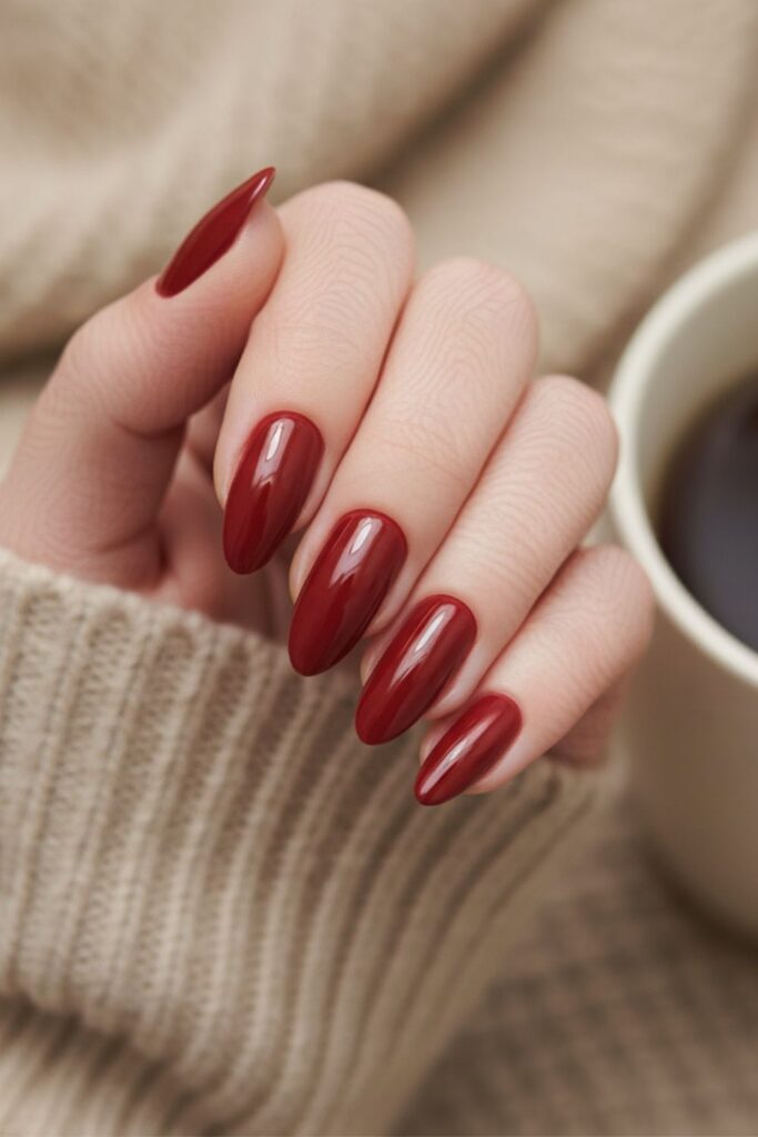 Cranberry Red Gloss Nails