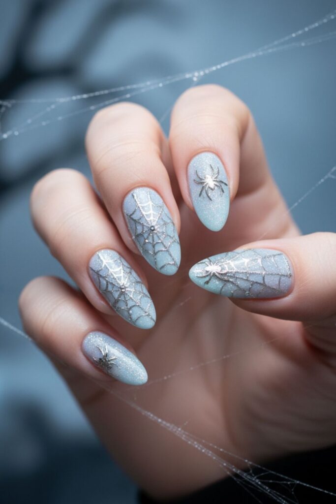 Icy Spider Web Nails