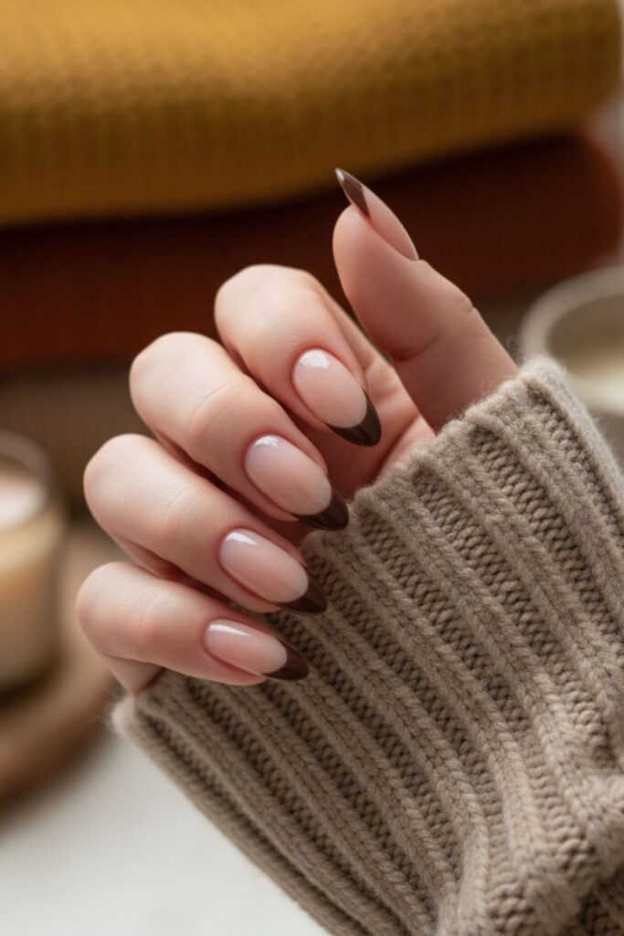 Espresso French Tip Nails