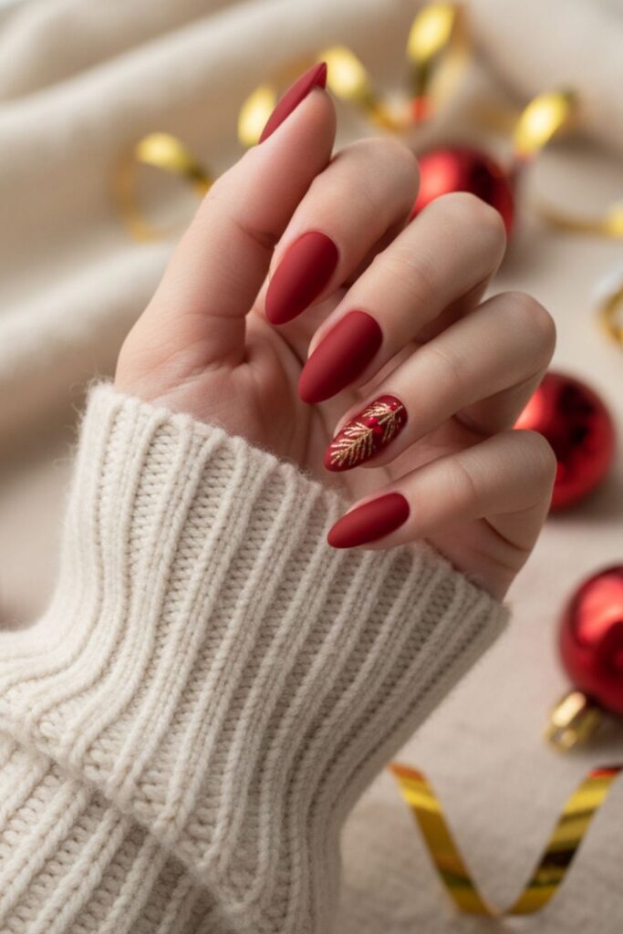 Matte Red Elegance Nails