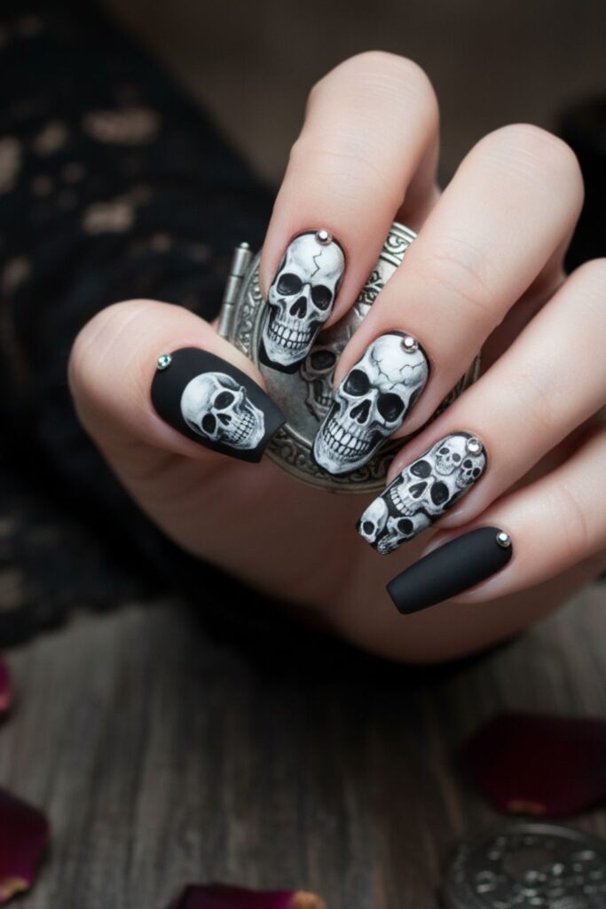 Skull Accent Nails