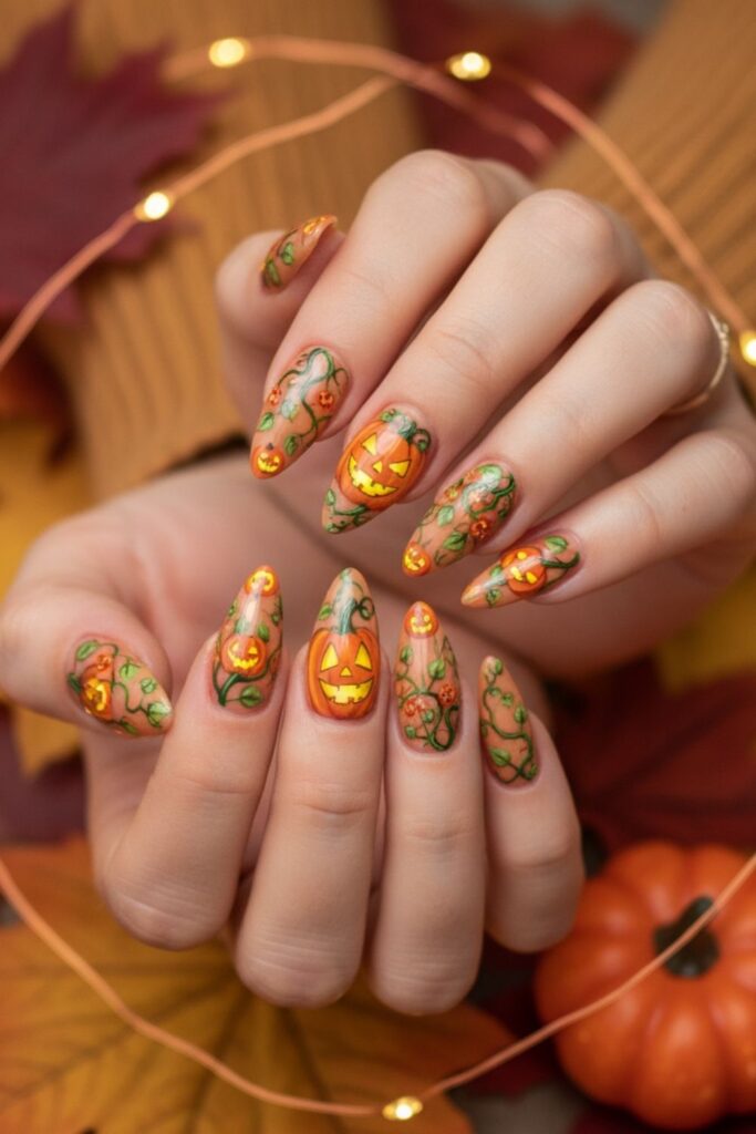 Pumpkin Patch Acrylic Nails