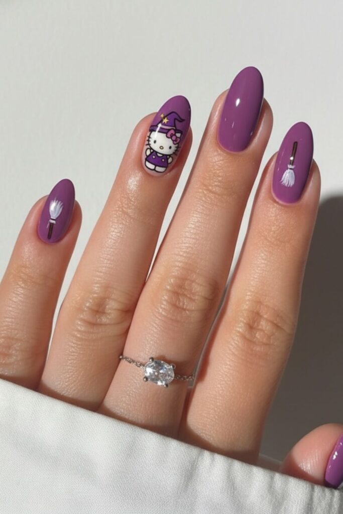 Witchy Hello Kitty Nails