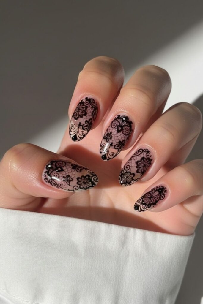 Black Lace Nails
